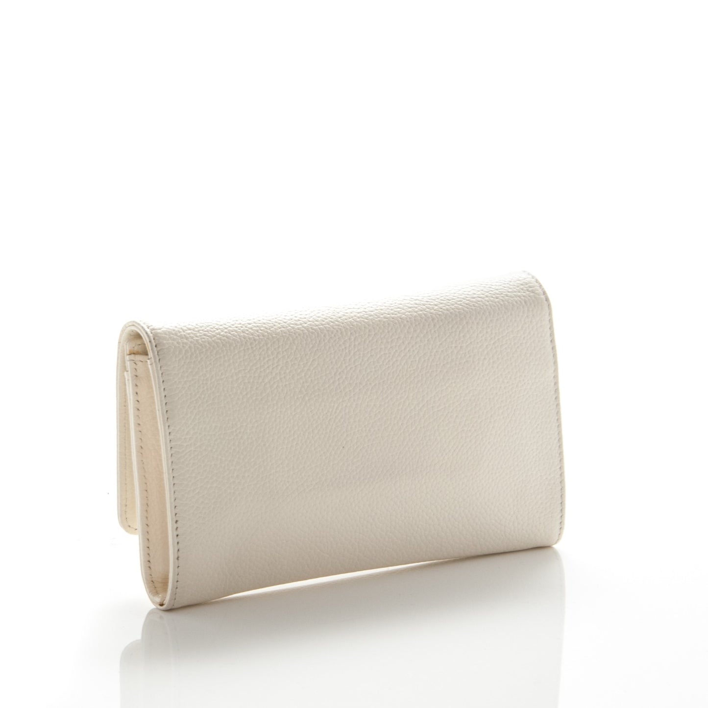 Calfskin Mademoiselle Clutch Wallet White