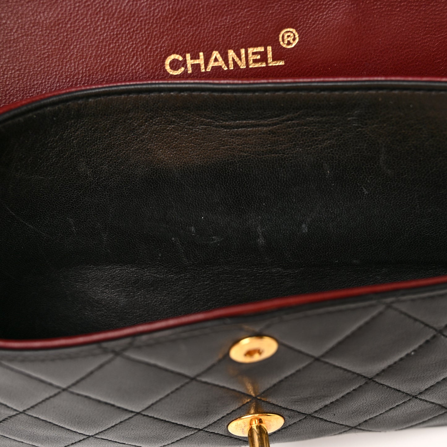 Lambskin Quilted Medium Double Flap Black
