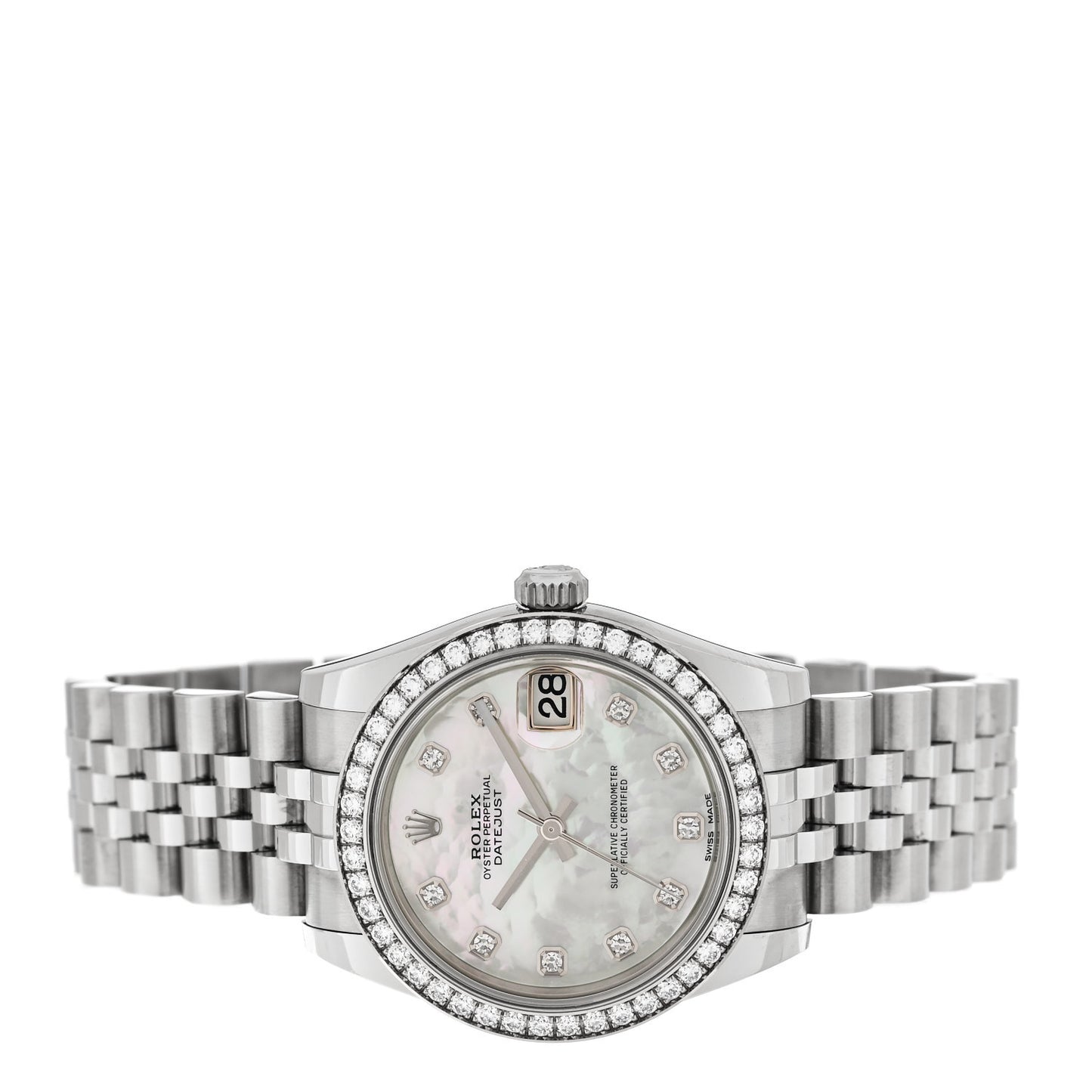 Stainless Steel 18K White Gold Diamond Mother of Pearl 31mm Oyster Perpetual Datejust Watch 178384