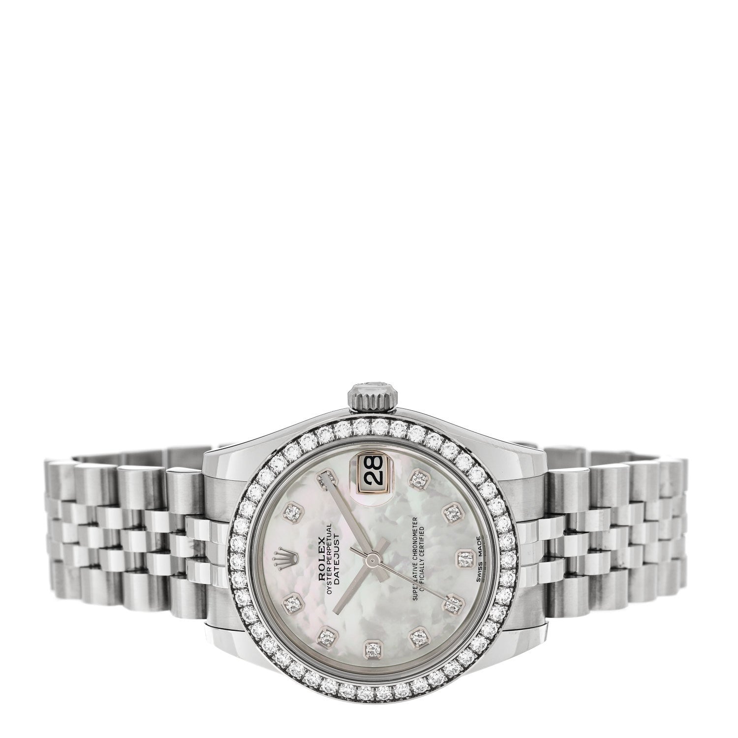 Rolex Stainless Steel 18K White Gold Diamond Mother of Pearl 31mm Oyster Perpetual Datejust Watch 178384 2 of 5