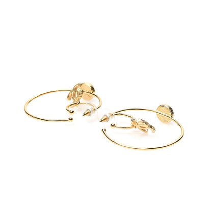 Chanel Pearl CC Tags Hoop Earrings Gold 3 of 5