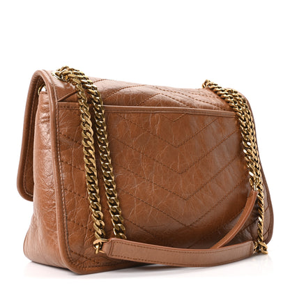 Saint Laurent Crinkled Calfskin Matelasse Monogram Medium Niki Chain Satchel Caramel 3 of 10