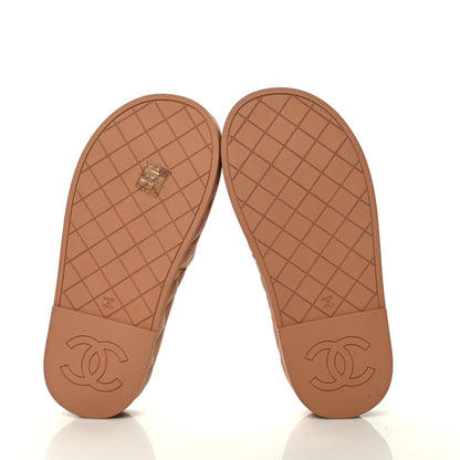 Chanel Lambskin Quilted CC Mules Sandals 36 Brown 5 of 9