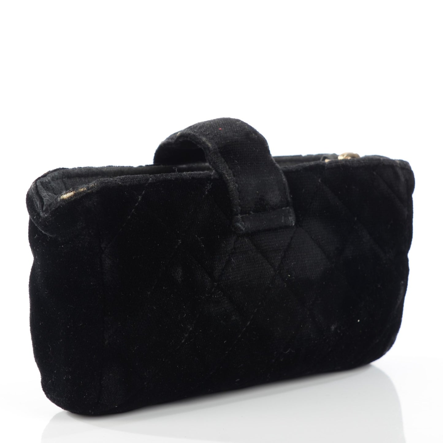 Velvet Quilted Mini Phone Holder Clutch Black
