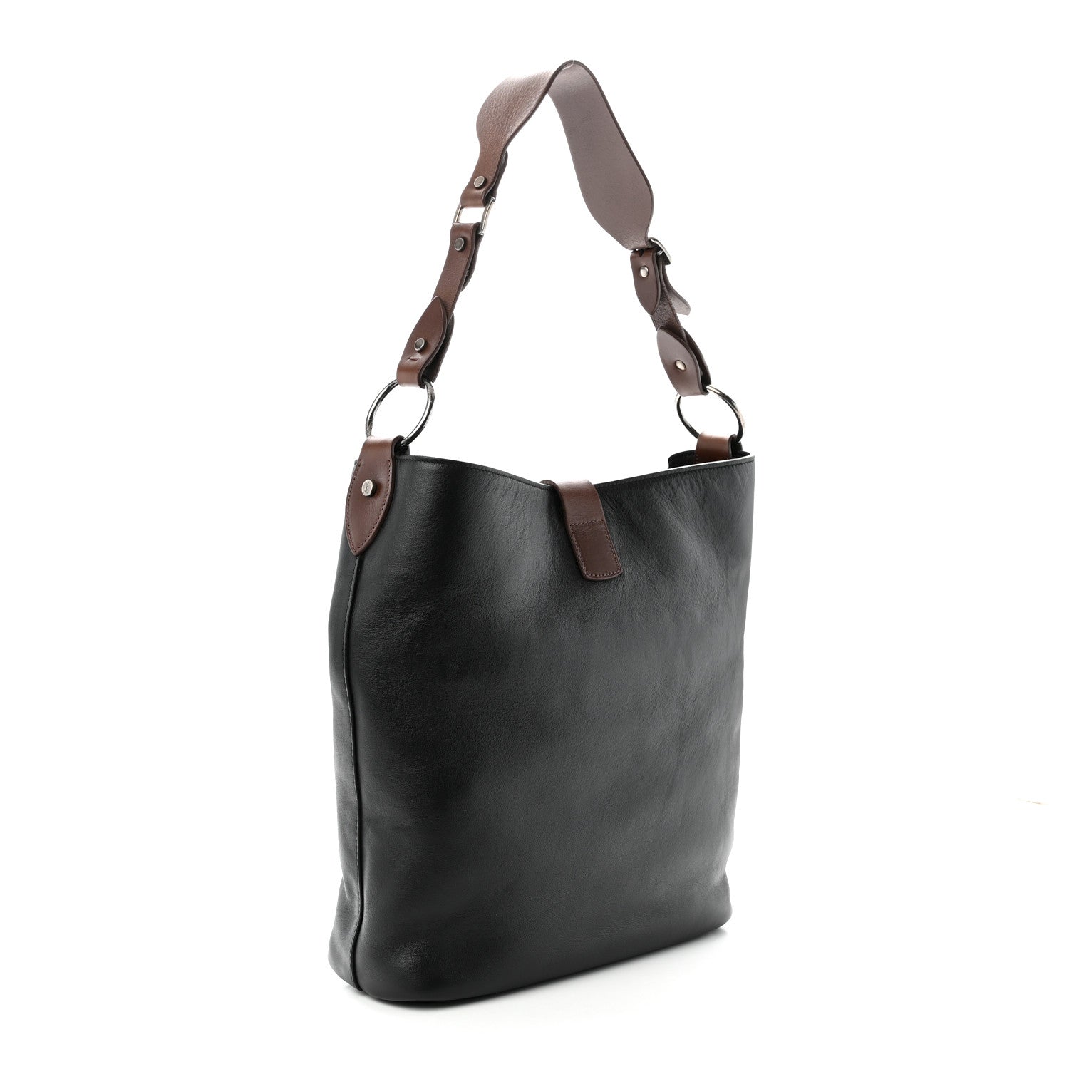 Saint Laurent Calfskin Ring Tote Black Brown 3 of 11