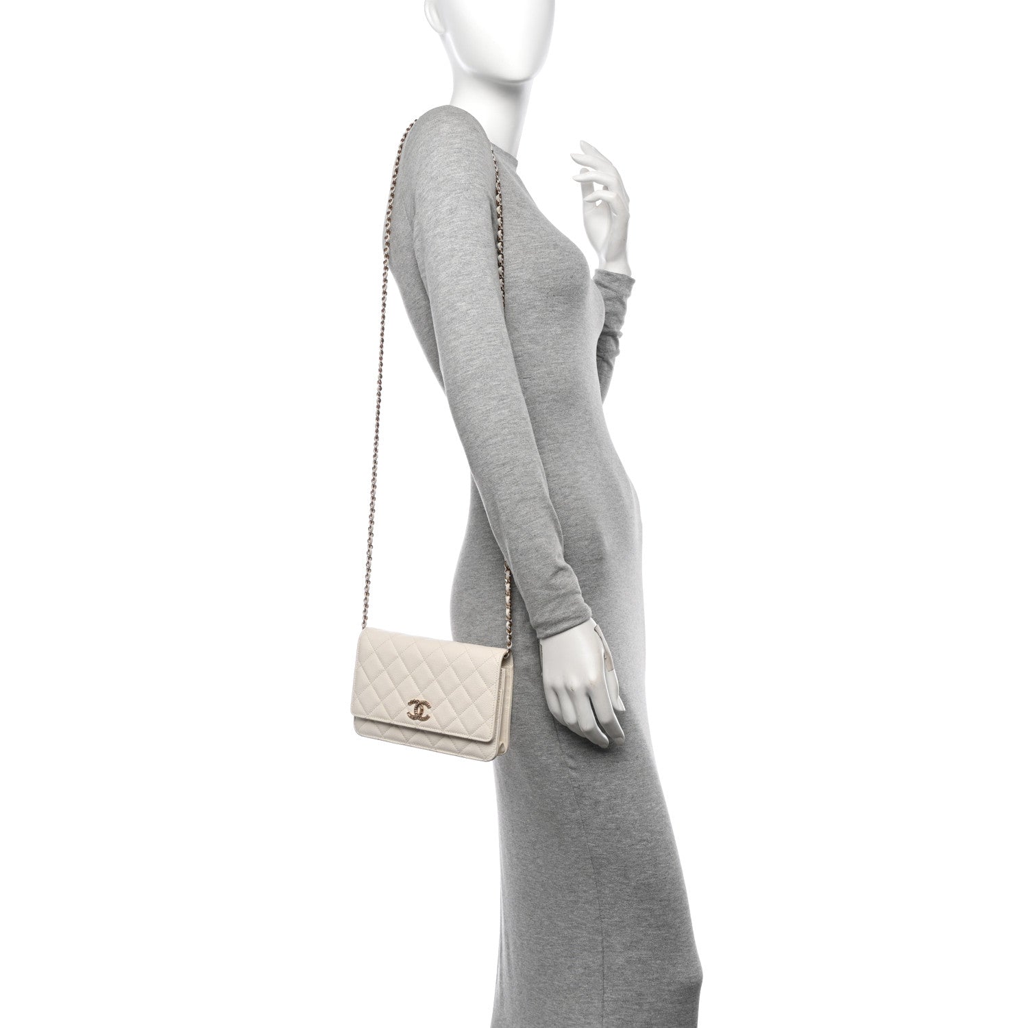 Chanel Caviar Quilted Multi Chain Wallet On Chain WOC White 2 of 13