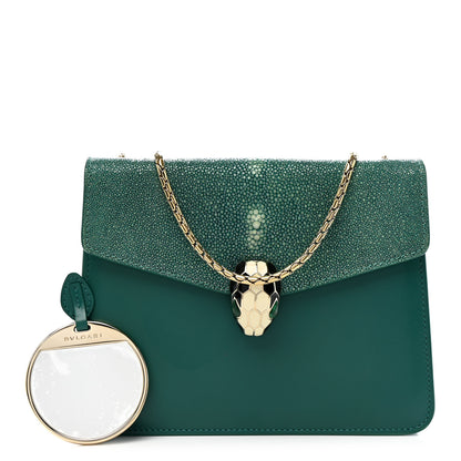 Bulgari Galuchat Calfskin Serpenti Forever Crossbody Bag Green 3 of 13