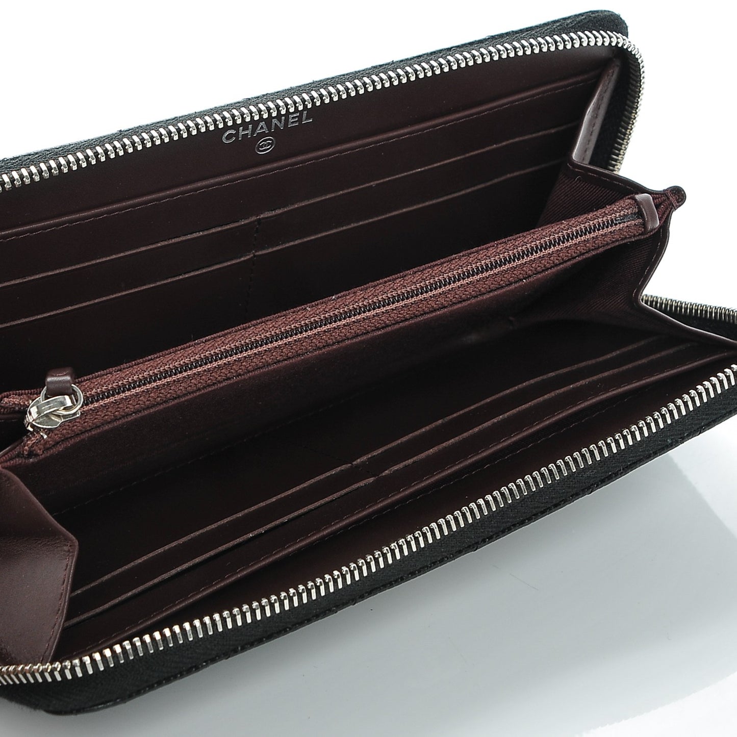 Caviar Quilted Large Gusset Zip Around Wallet Black