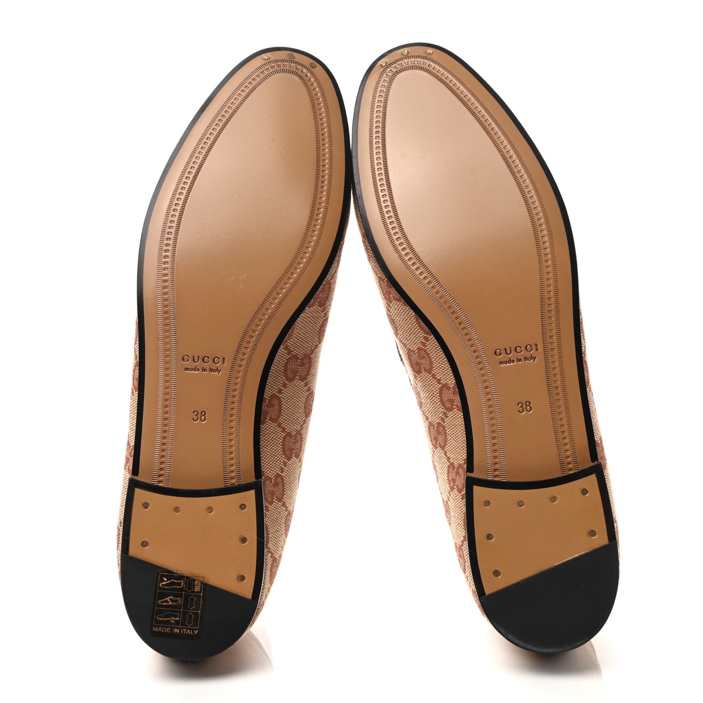 Canvas GG Monogram Horsebit Womens Jordaan Loafers 38 Beige Ruggine Rust