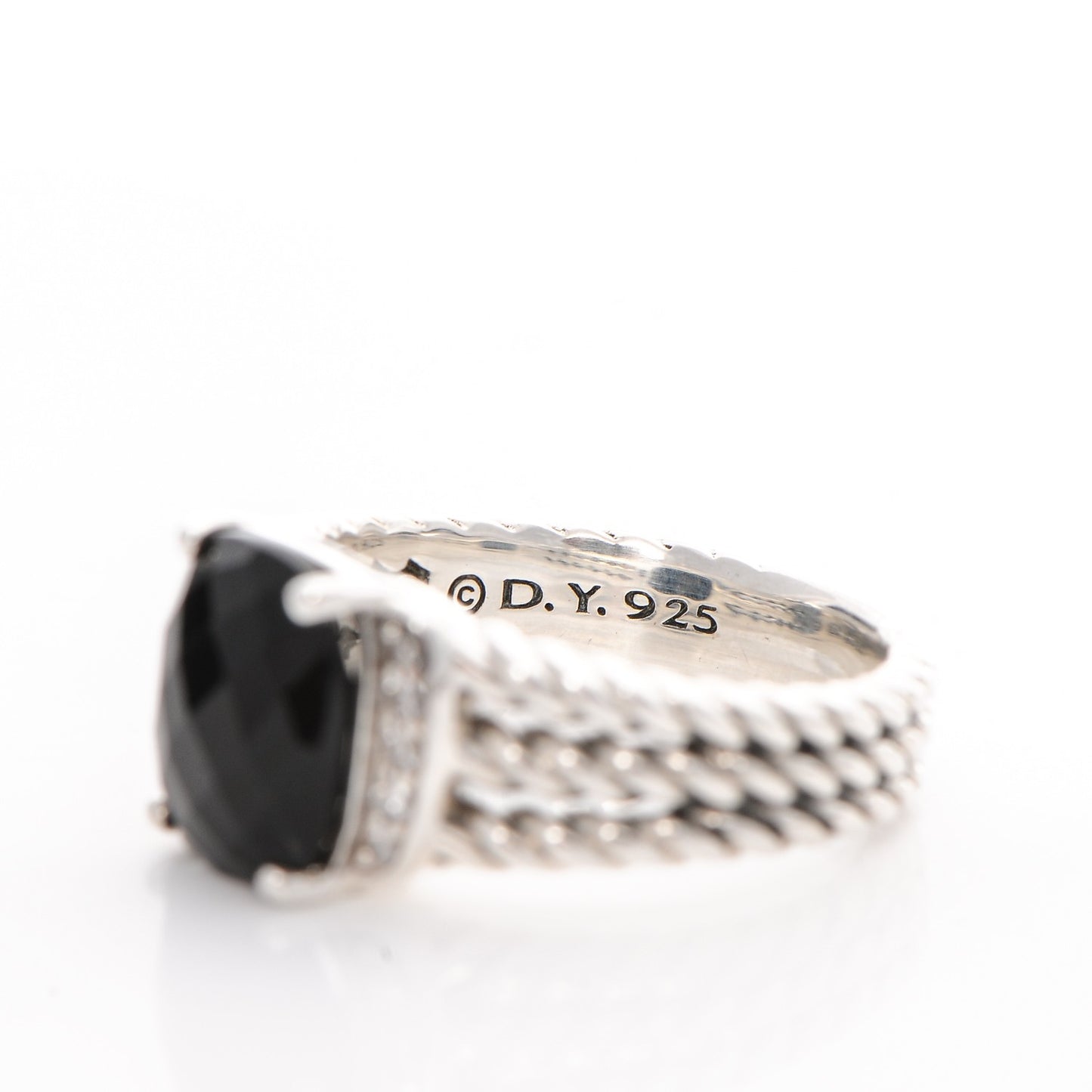 Sterling Silver Diamond Black Onyx 10mm Petite Wheaton Ring 54 6.75