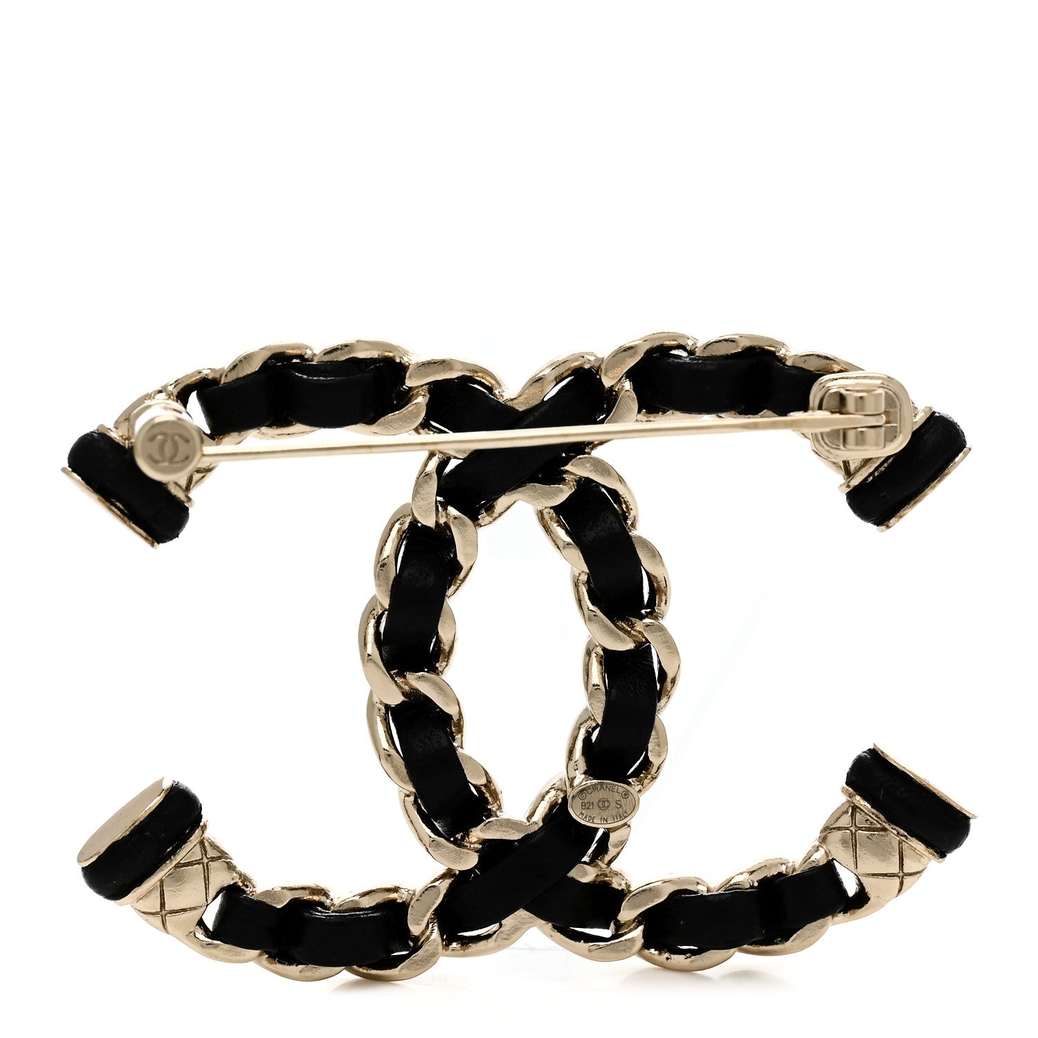 Chanel Lambskin Chain CC Brooch Black Gold 3 of 5
