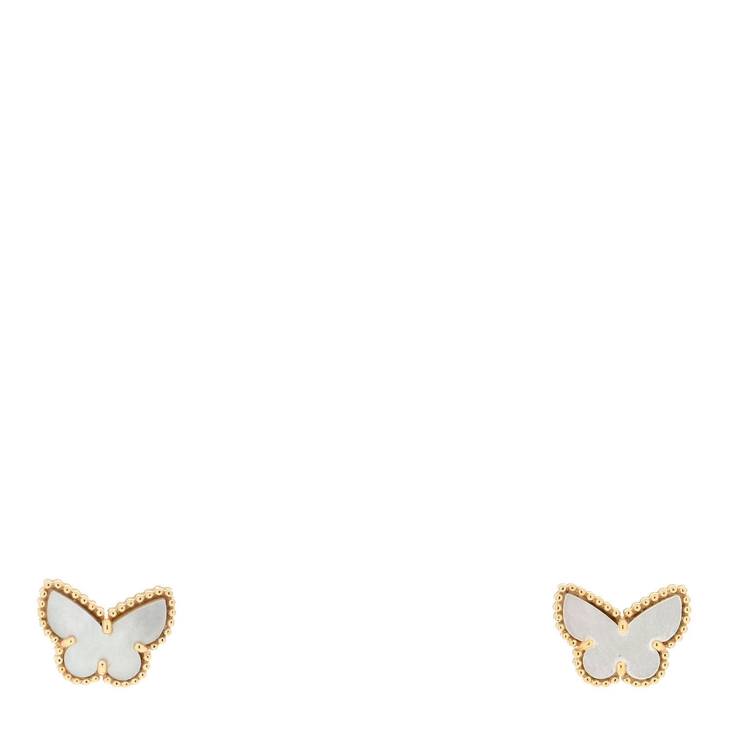 Van Cleef & Arpels 18K Yellow Gold Mother of Pearl Sweet Alhambra Butterfly Earrings 1 of 5