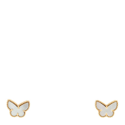 Van Cleef & Arpels 18K Yellow Gold Mother of Pearl Sweet Alhambra Butterfly Earrings 1 of 5