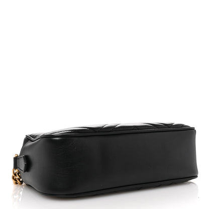 Gucci Calfskin Matelasse Small GG Marmont Chain Shoulder Bag Black 4 of 10
