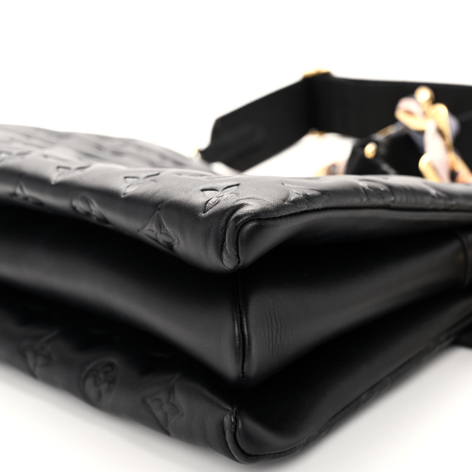 Louis Vuitton Lambskin Embossed Monogram Scarf Coussin PM Black 12 of 13