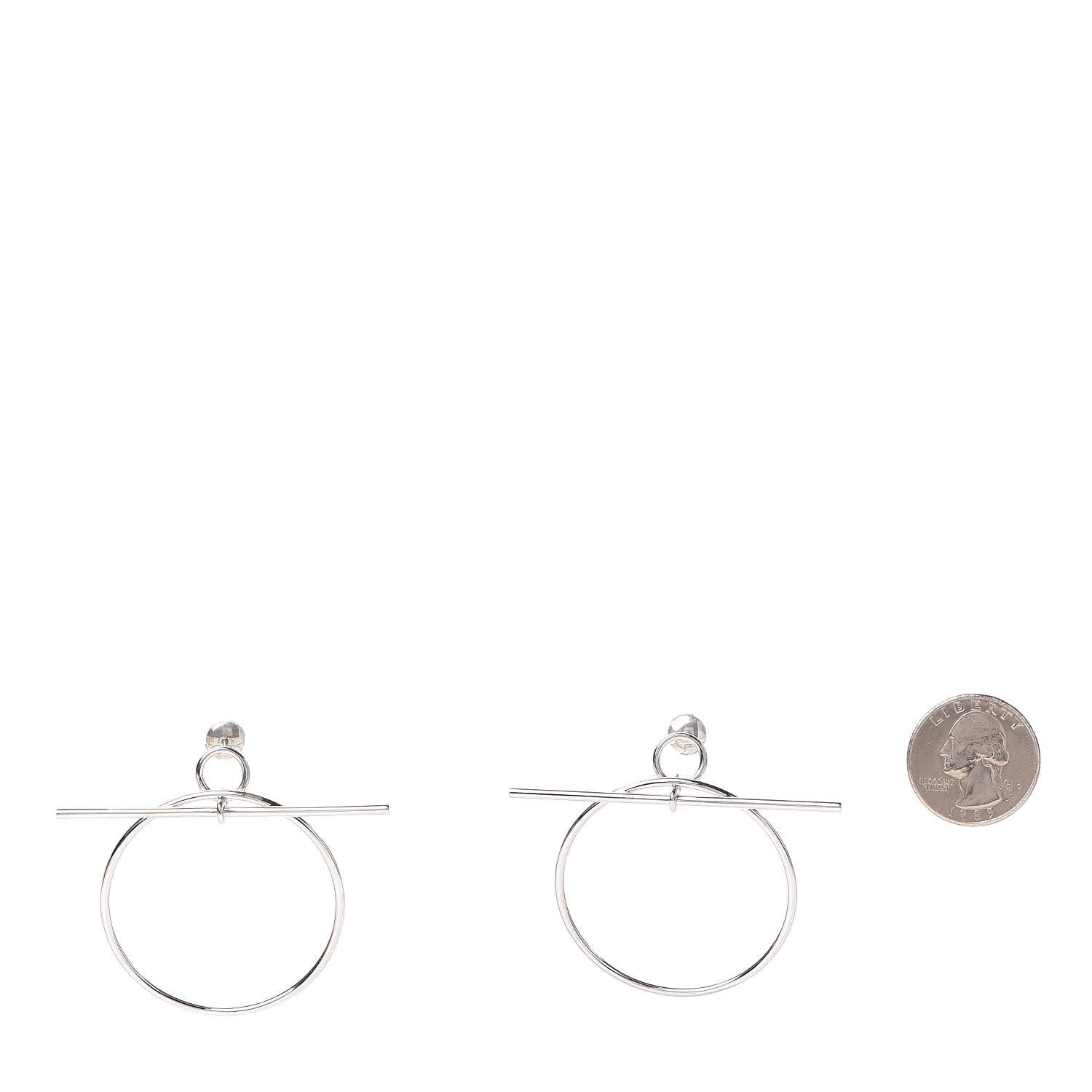 Hermes Sterling Silver MM Loop Earrings 2 of 6