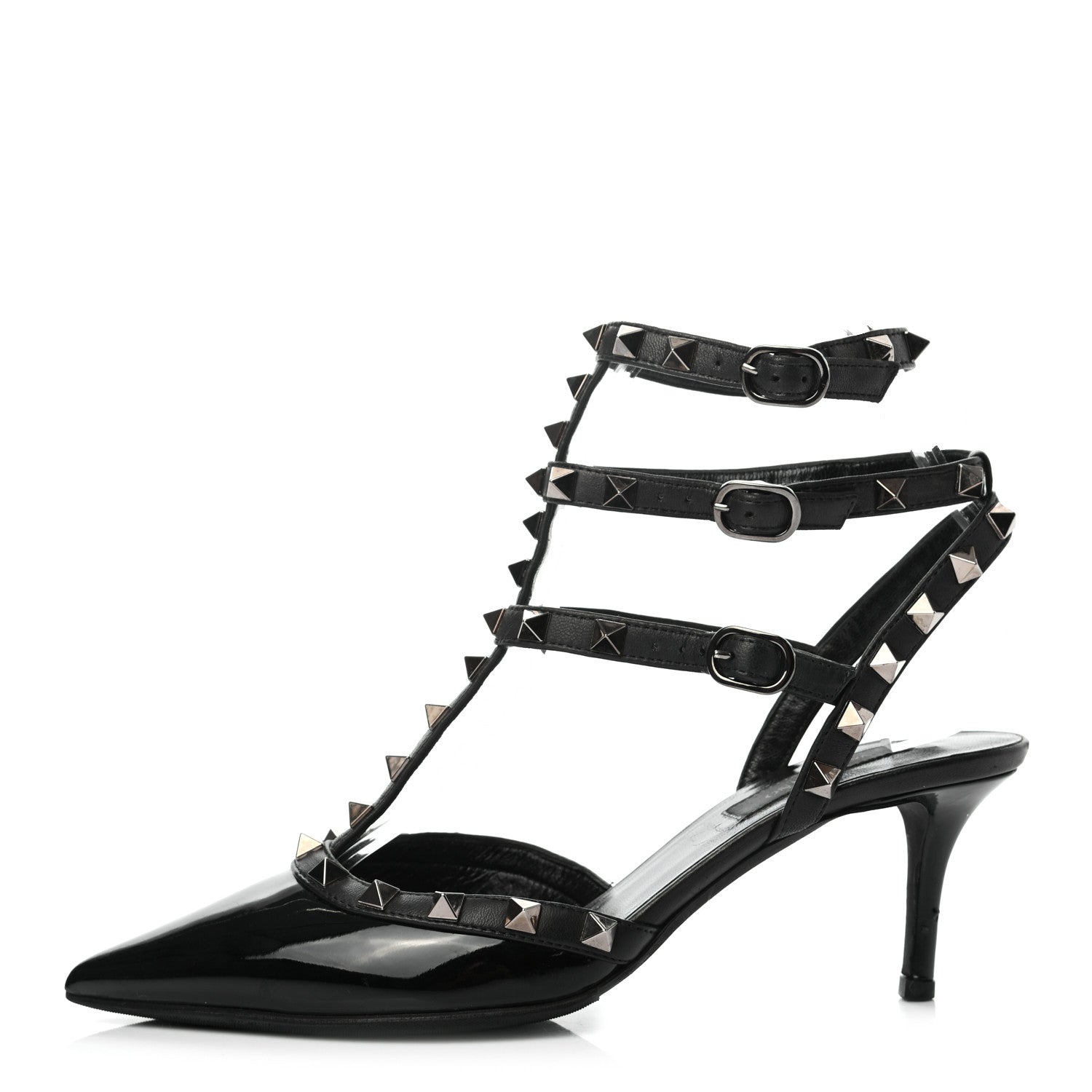 Valentino Garavani Patent Nappa Rockstud Ankle Strap 65mm Pumps 37 Black 1 of 8