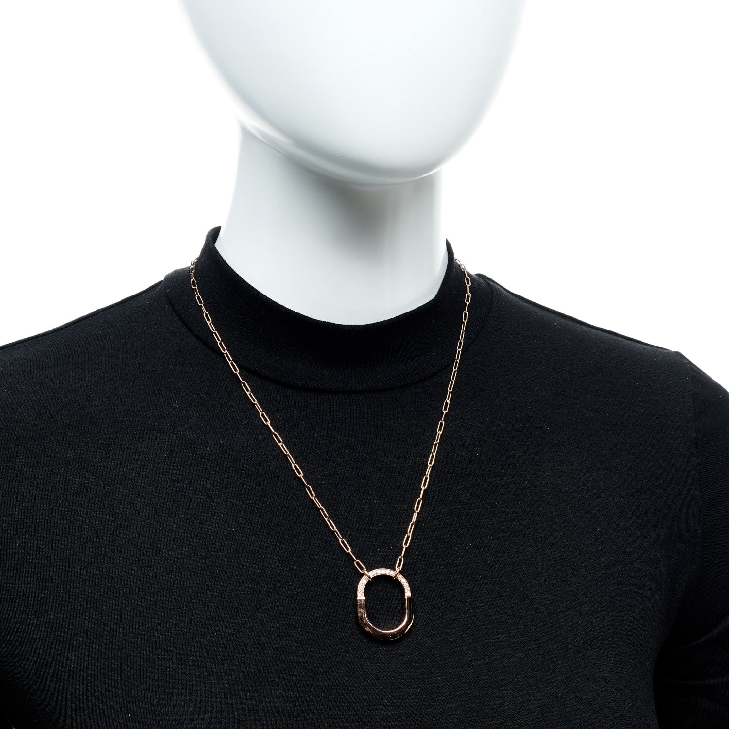 Tiffany 18K Rose Gold Diamond Medium Lock Pendant Necklace 2 of 6
