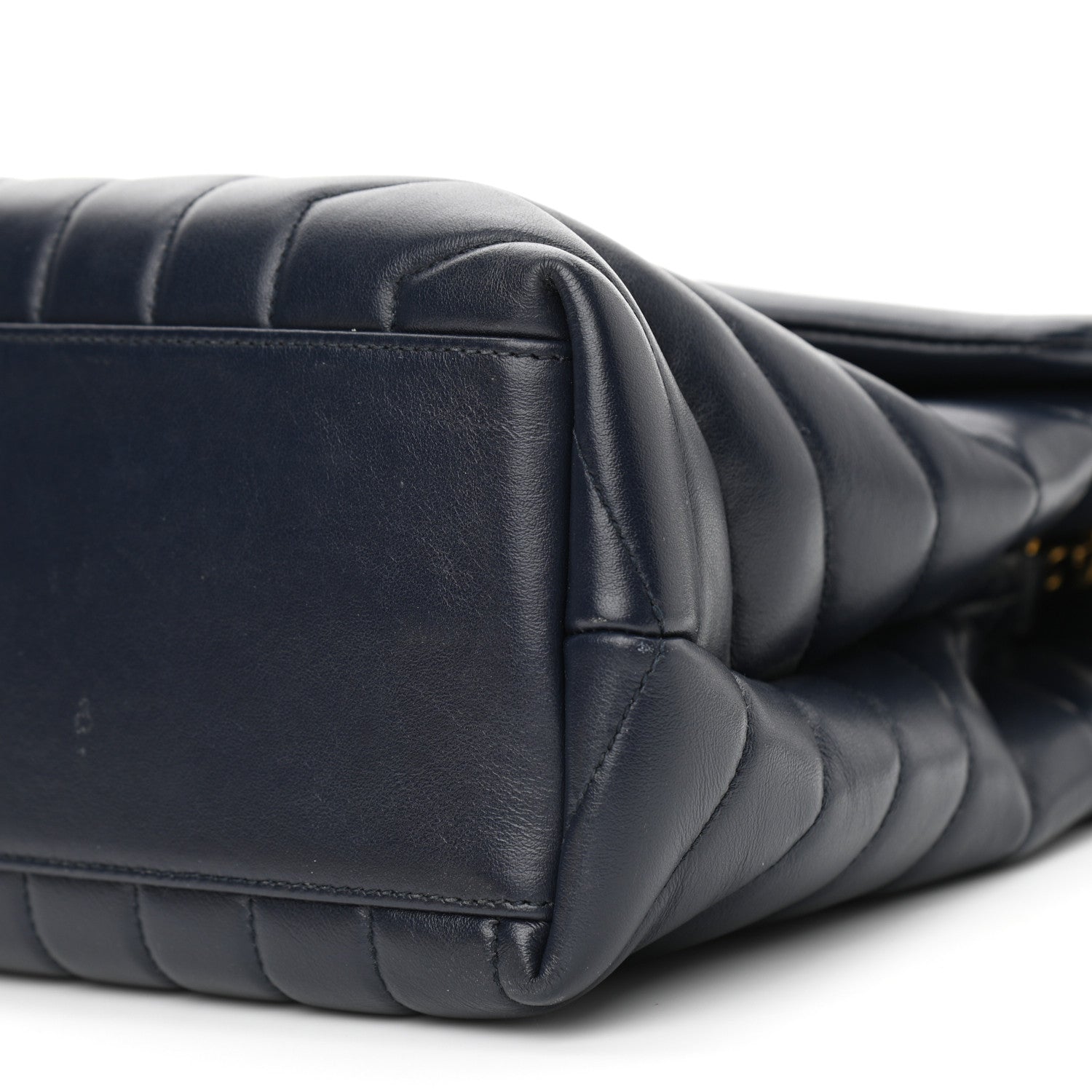 Saint Laurent Calfskin Y Quilted Monogram Medium Loulou Chain Satchel Deep Marine 7 of 11