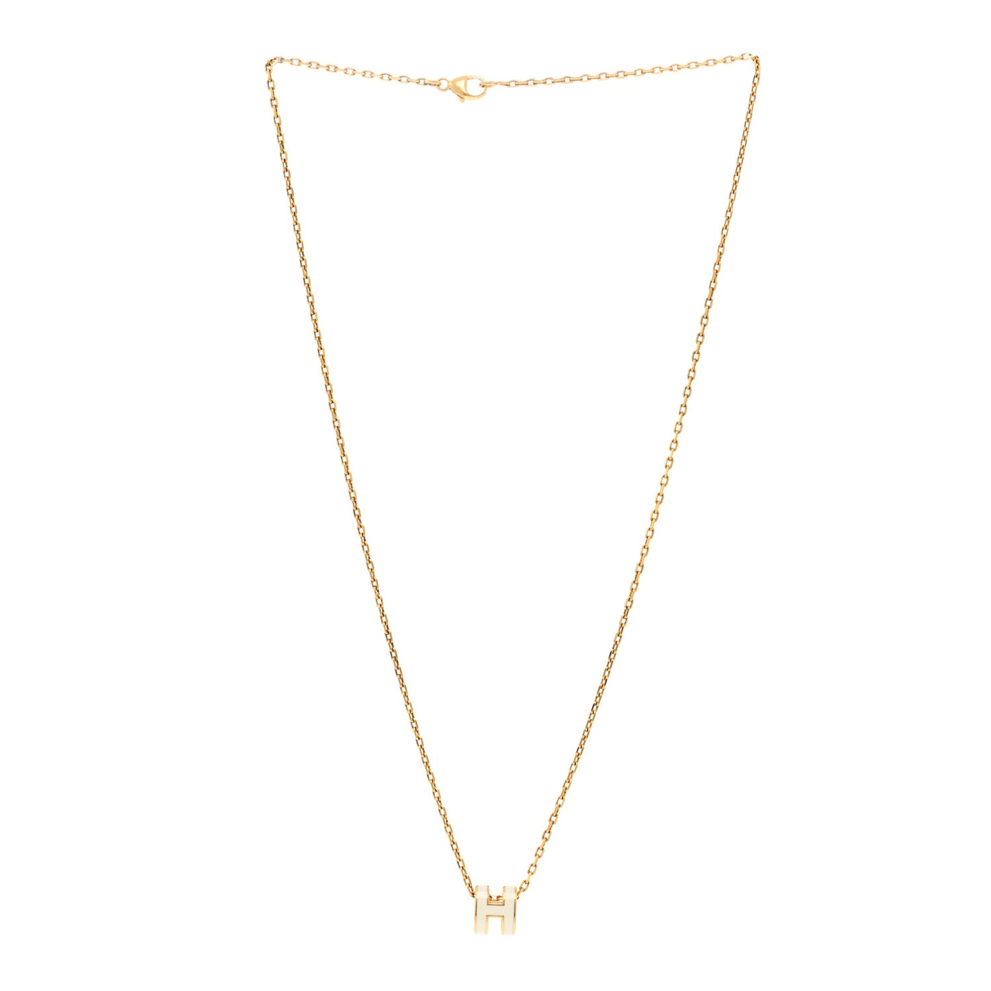 Lacquered Gold Mini Pop H Pendant Necklace White