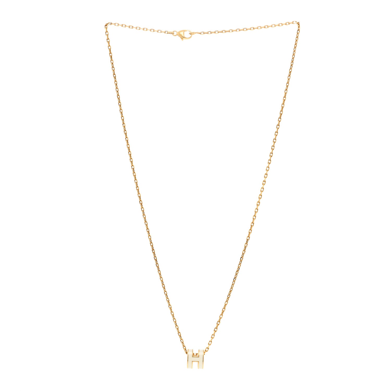 Hermes Lacquered Gold Mini Pop H Pendant Necklace White 3 of 6