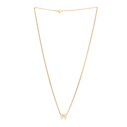 Hermes Lacquered Gold Mini Pop H Pendant Necklace White 3 of 6