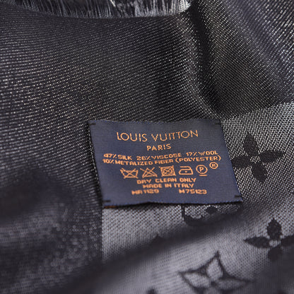 Louis Vuitton Silk Lurex Wool Monogram Shine Shawl Black 3 of 4