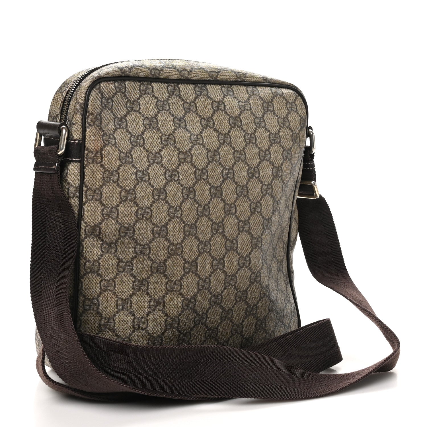 Gucci GG Plus Monogram Selleria Calfskin Medium Messenger Bag Beige Ebony Cocoa Dark Chocolate 2 of 9