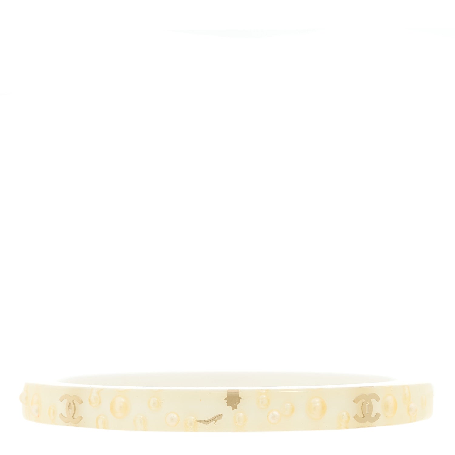 Chanel Resin CC Pearl Cuff Transparent White 1 of 4