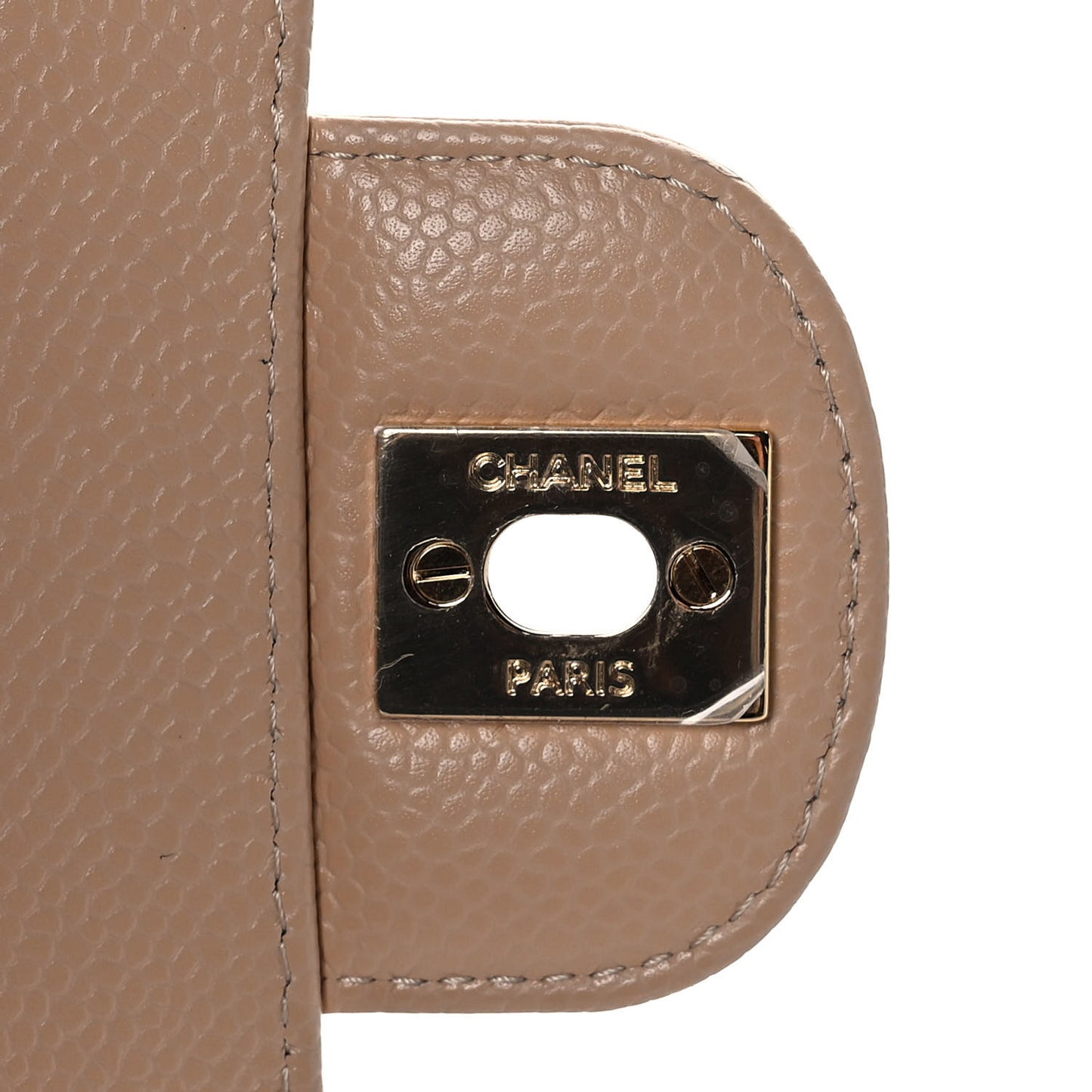 Caviar Quilted Small Double Flap Beige
