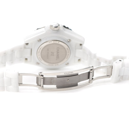 Chanel Stainless Steel Ceramic Diamond 33mm J12 Limited Edition Quartz Watch White 5 of 6