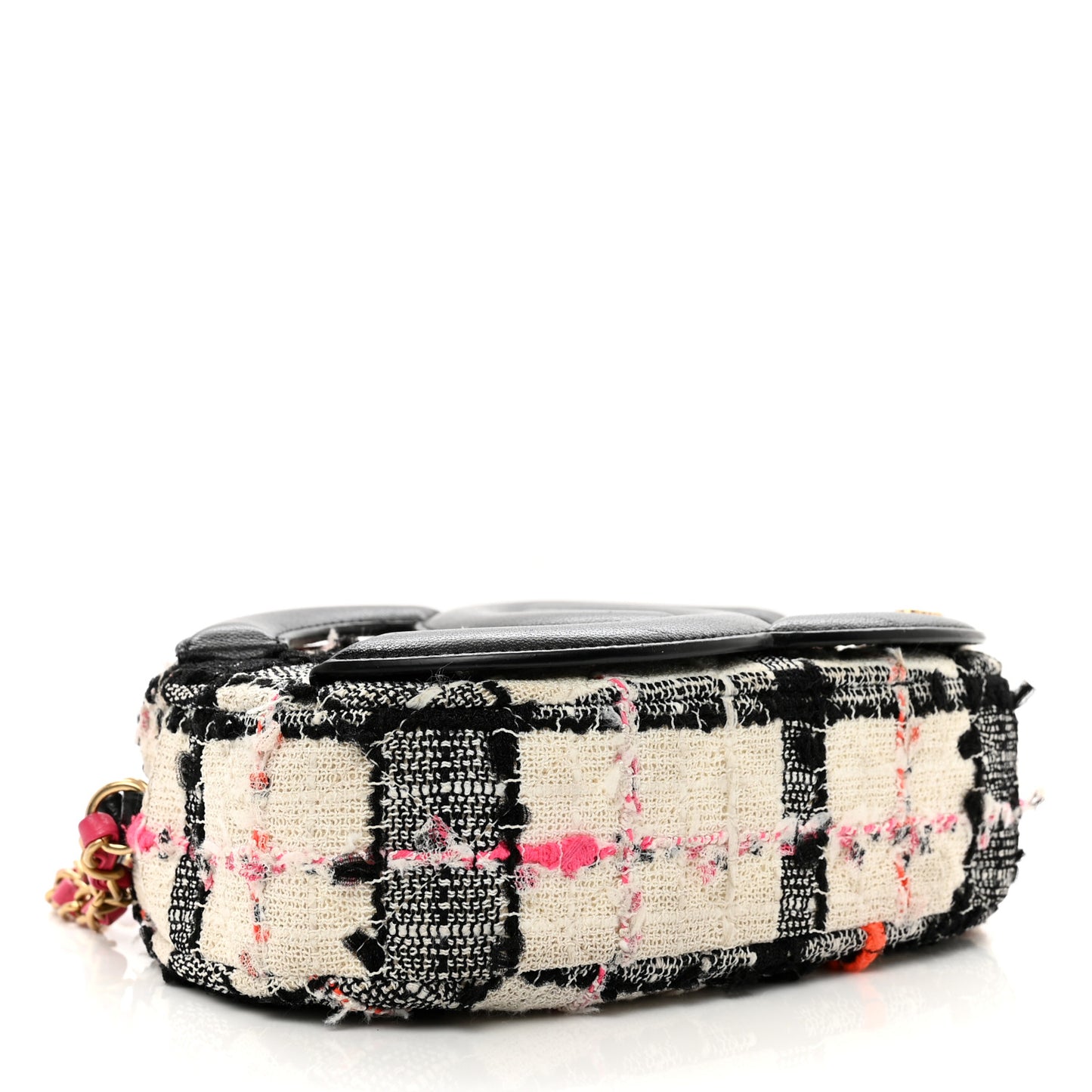 Tweed Lambskin Quilted Coco Midnight Camera Case White Black Multicolor
