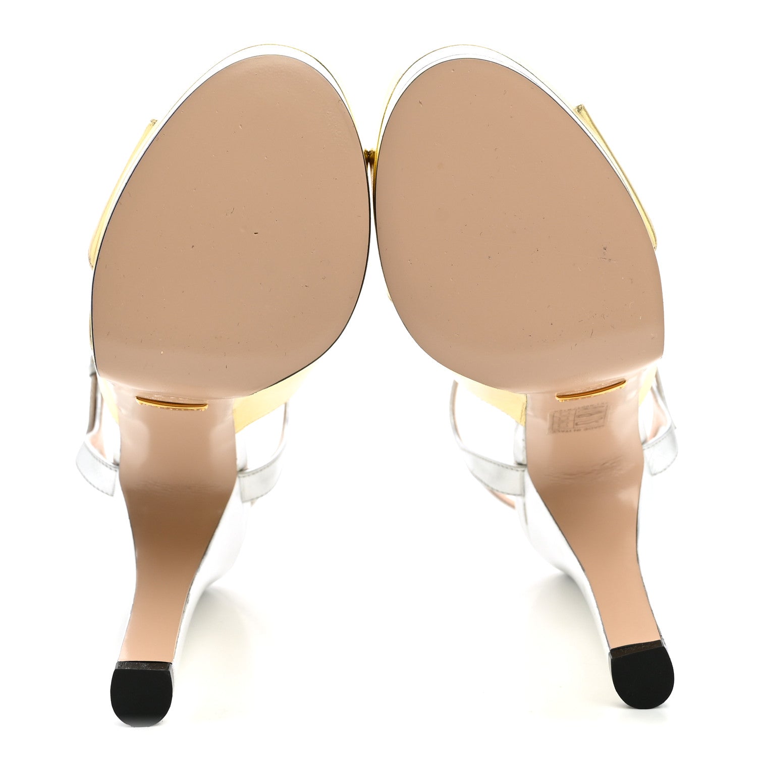 Gucci Metallic Nappa Double G 40/135mm Platform Sandals 37.5 Gold Silver 5 of 9