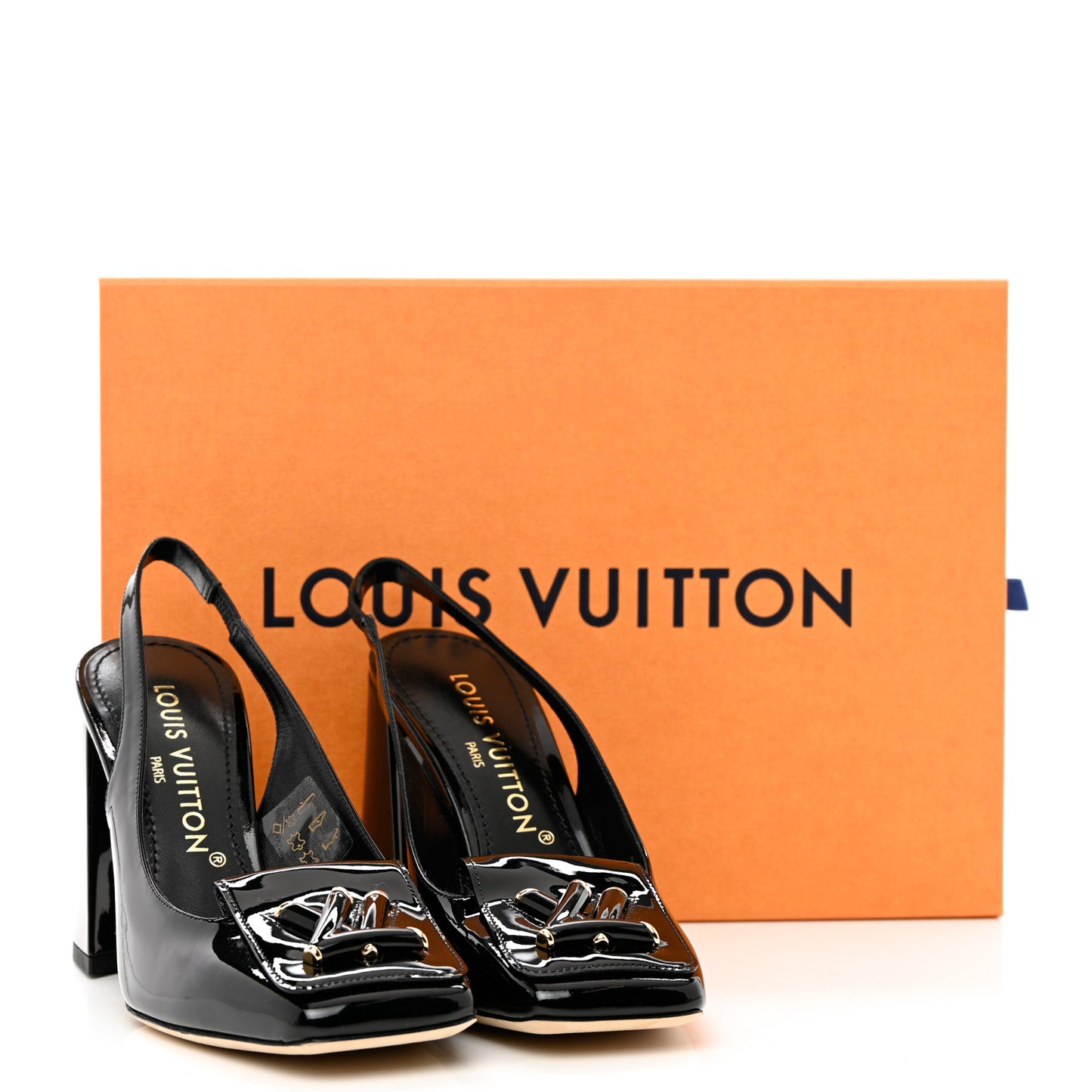 Patent Calfskin Shake Slingback Pumps 37 Black