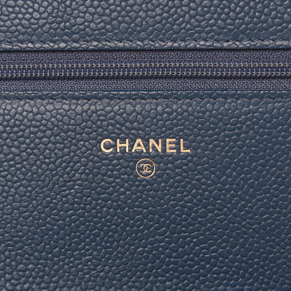 Chanel Caviar Quilted Boy Wallet On Chain WOC Blue 6 of 13