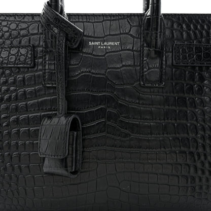 Saint Laurent Calfskin Crocodile Embossed Nano Sac De Jour Black 8 of 11