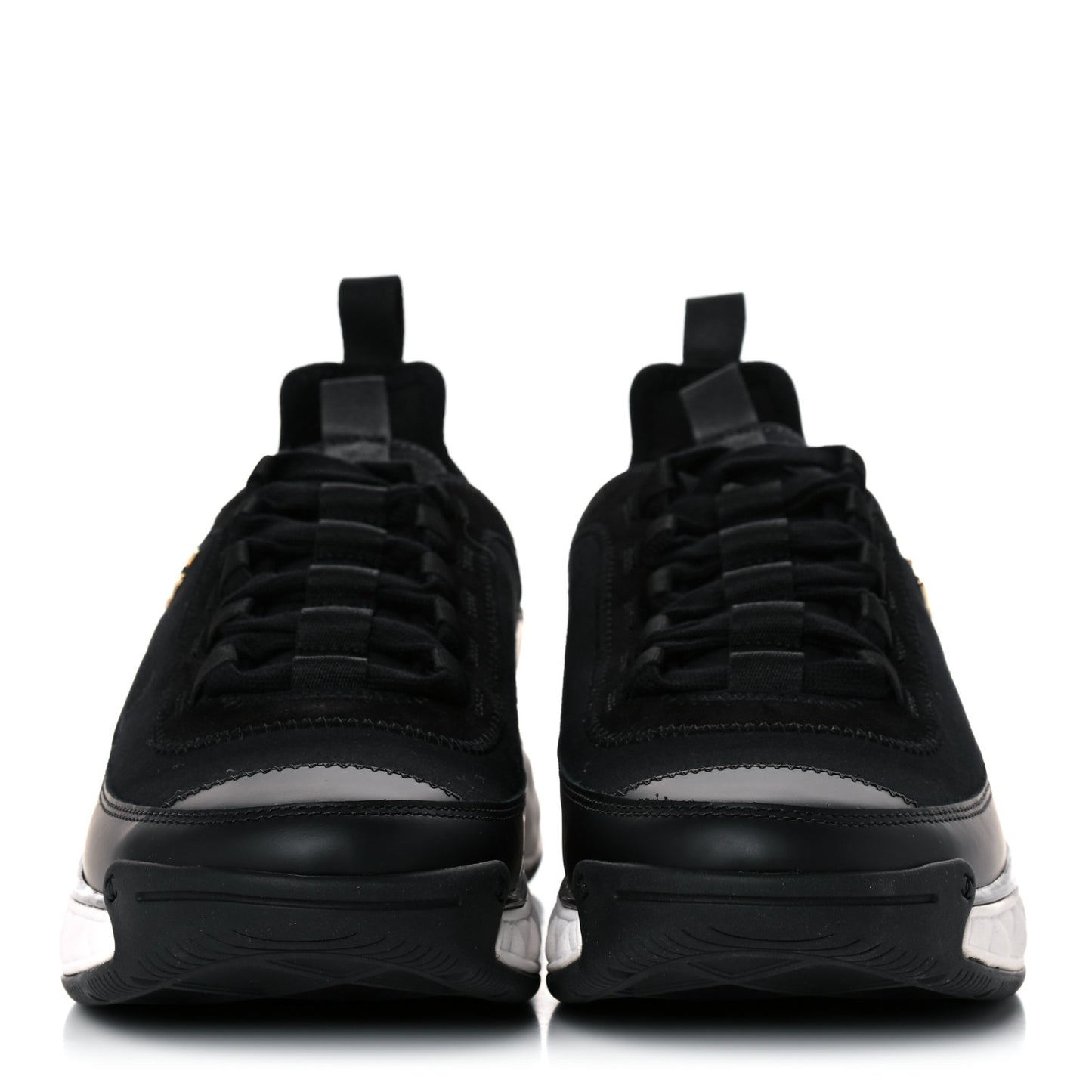 Velvet Calfskin Mixed Fibers CC Sneakers 42 Black