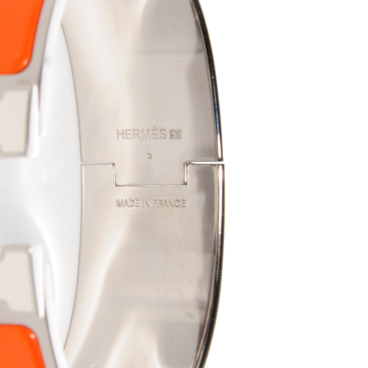 Hermes Enamel Wide Clic Clac H Bracelet PM Orange Blanc 4 of 4
