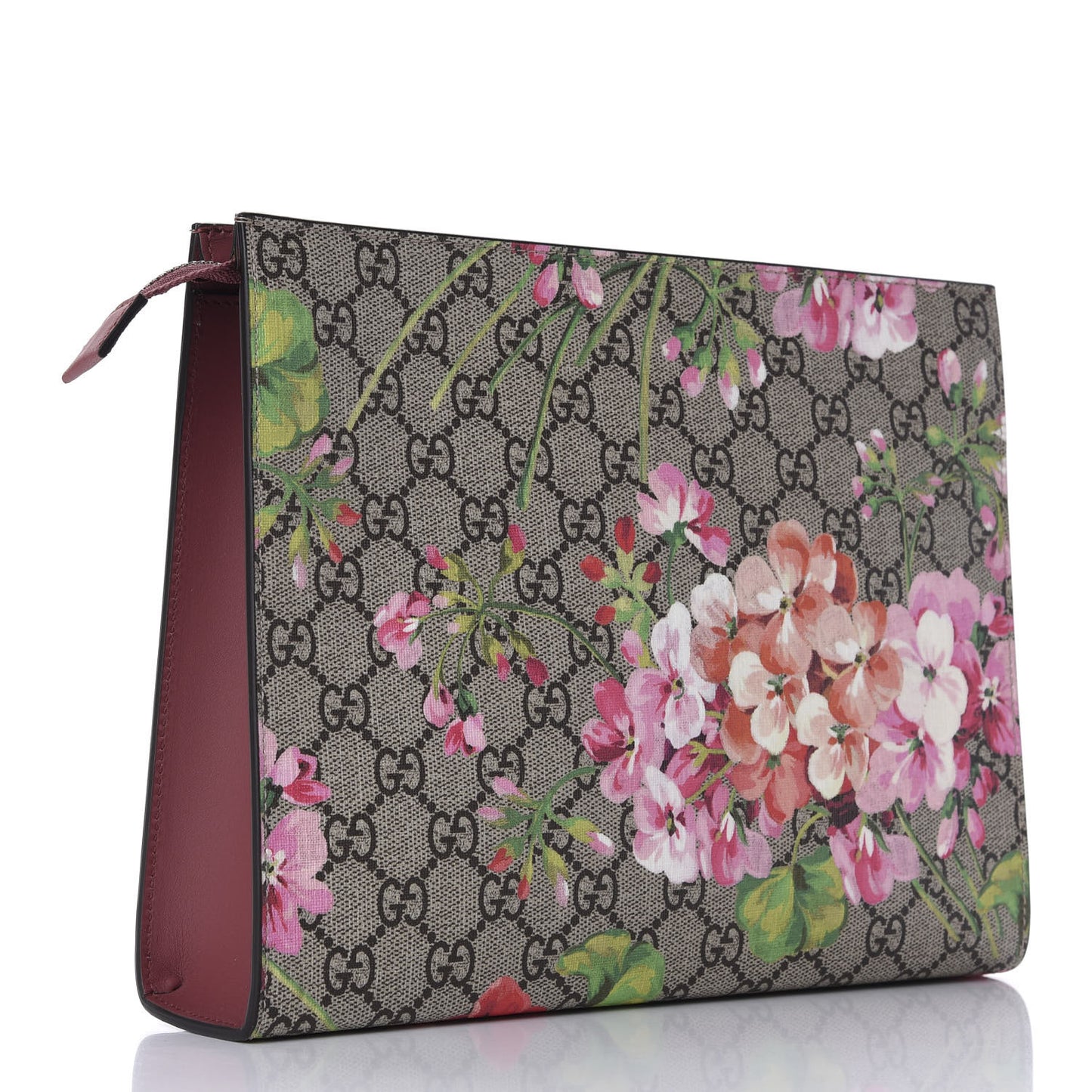 GG Supreme Monogram Blooms Large Cosmetic Case Beige Multicolor Dry Rose