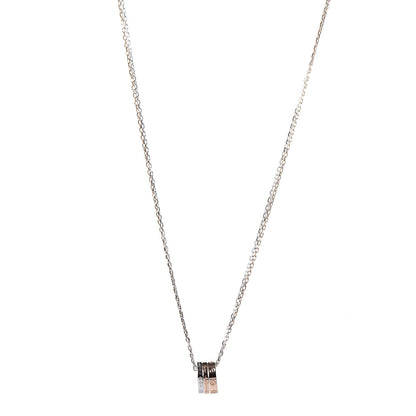 Cartier 18K White Pink Gold Diamond Three Ring LOVE Pendant Necklace 1 of 7