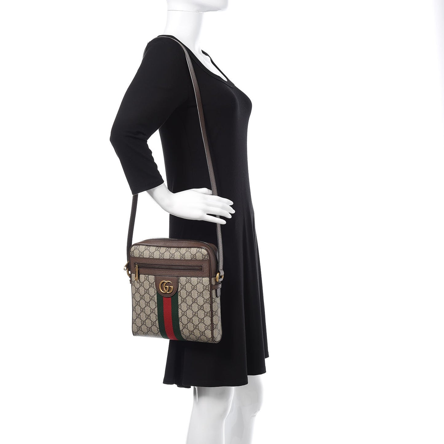 GG Supreme Monogram Web Small Ophidia Messenger Bag Brown