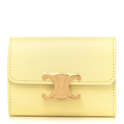 Celine Shiny Smooth Calfksin Triomphe Compact Wallet Soft Yellow 1 of 10