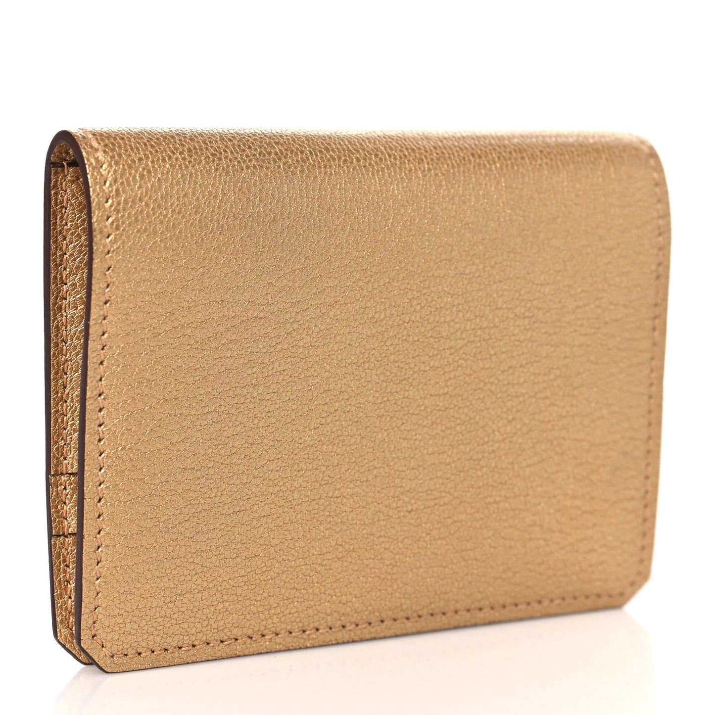 Metallic Chevre Chamkilight Medor Card Holder Dore