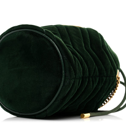Gucci Velvet Matelasse Mini GG Marmont 2.0 Bucket Bag Dark Green 10 of 10