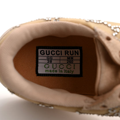 Gucci Tela Retino Mesh Crystal Suede GG Monogram Womens Gucci Run Sneakers 38 Light Powder Skin Rose Silver 6 of 8