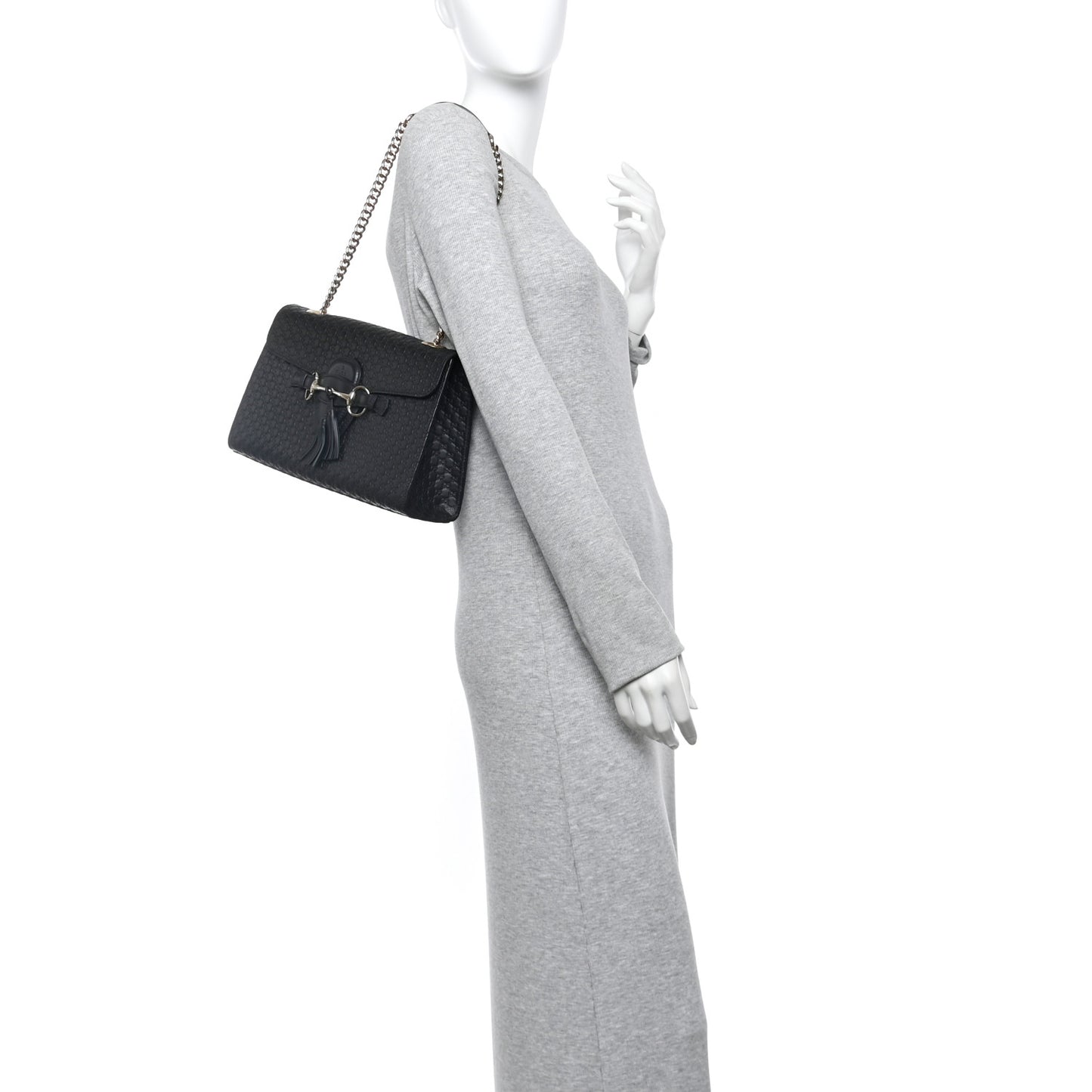 Microguccissima Medium Emily Chain Shoulder Bag Black