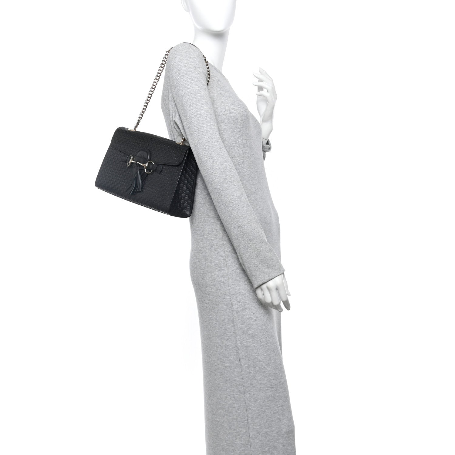 Gucci Microguccissima Medium Emily Chain Shoulder Bag Black 2 of 10