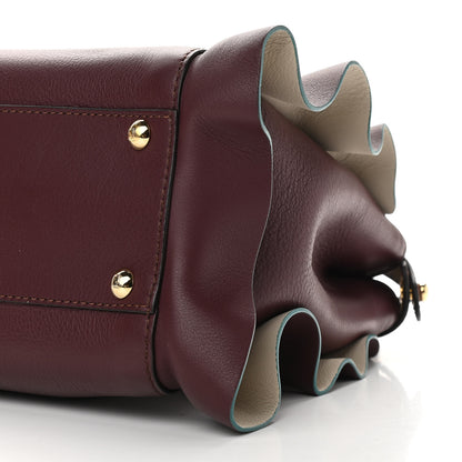 Fendi Vitello Seta Waves Bi-Color Medium Peekaboo Iconic Satchel Bordeaux Latte 9 of 12