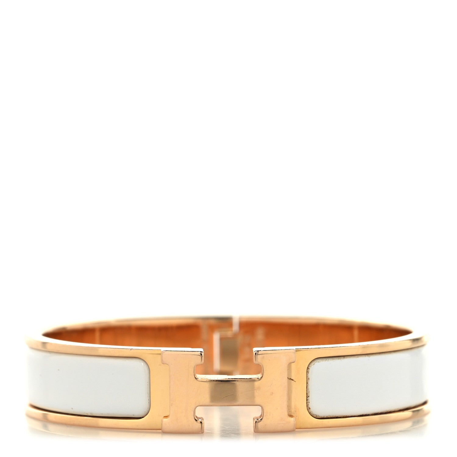 Hermes Enamel Narrow Clic Clac H Bracelet PM White 1 of 4