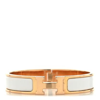 Hermes Enamel Narrow Clic Clac H Bracelet PM White 1 of 4